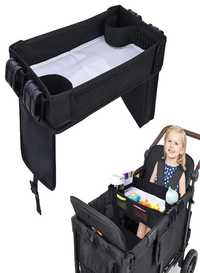 COOLBEBE Stroller Snack Tray for Wonderfold Wagon, Upgraded Foldable Kids Snacks & Activities with Drawing Tray, Universal Wonderfold Wagon W2 Accessories with Cup Holder & Mesh Pockets (W2 Series) - Image 1